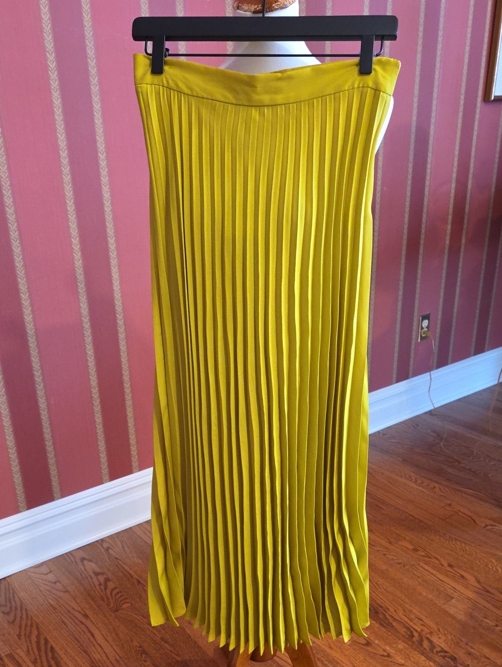 Chartreuse Pleated Skirt
